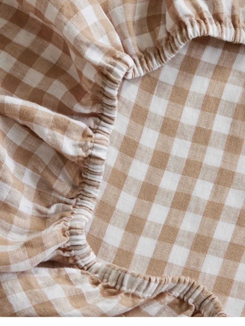 European Linen Fitted Sheet set cafe gingham King - Picture 2 of 5